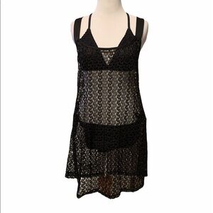 Black lace swim cover-up, new, X back